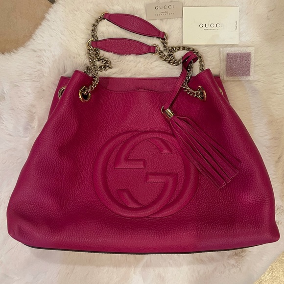 COPY - Gucci Soho Chain Strap Purse - Fuchsia - Picture 3 of 11